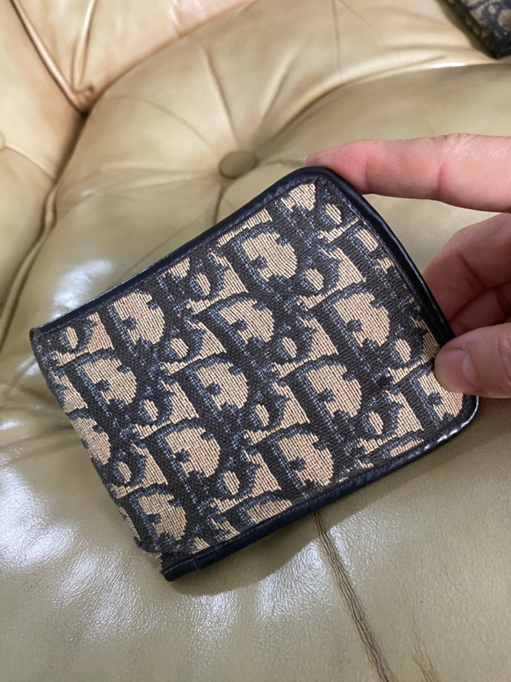 Vintage Dior Wallet Trotter Logo Canvas/Leather Unisex Bifold